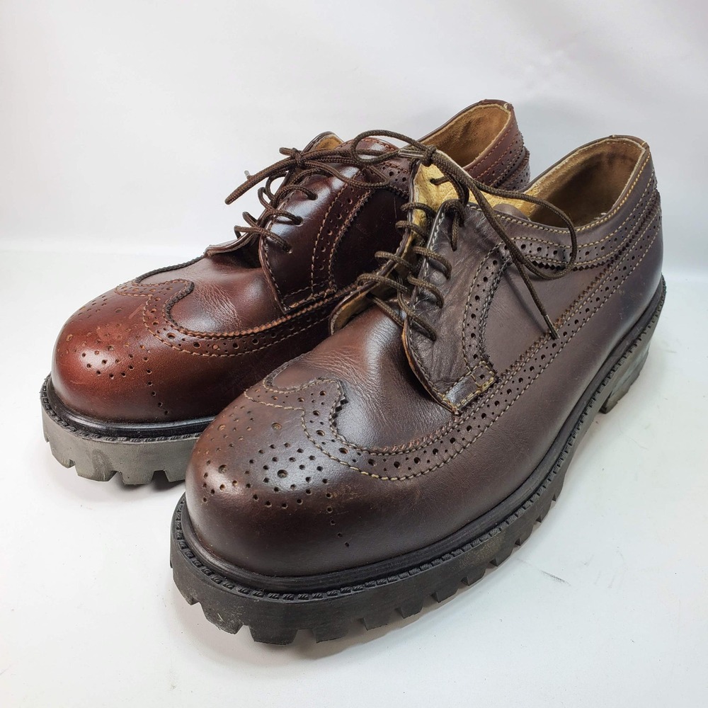 Robert Wayne Wingtip Oxfords Women 9 Brown Lug Sole Chunky Brogue Grunge Shoes